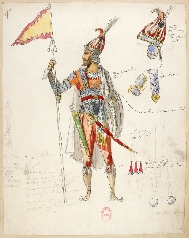 Jules Massenet - Le roi de Lahore - costume design by Eugène Lacoste 05 - 5. Peloton, 13 hommes