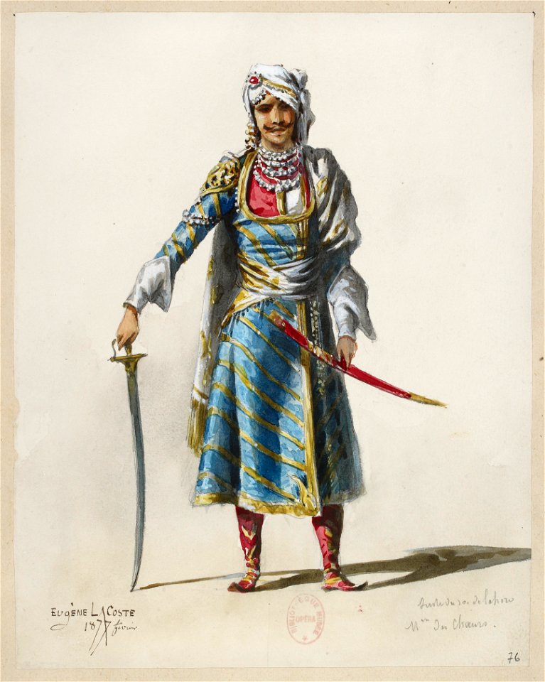 Jules Massenet - Le roi de Lahore - costume design by Eugène Lacoste 82 - 76. Suite du roi de Lahore, M. des choeurs