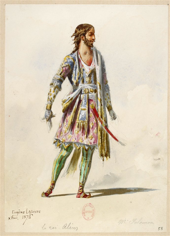 Jules Massenet - Le roi de Lahore - costume design by Eugène Lacoste 64 - 58. Le roi Alim, M. Salomon