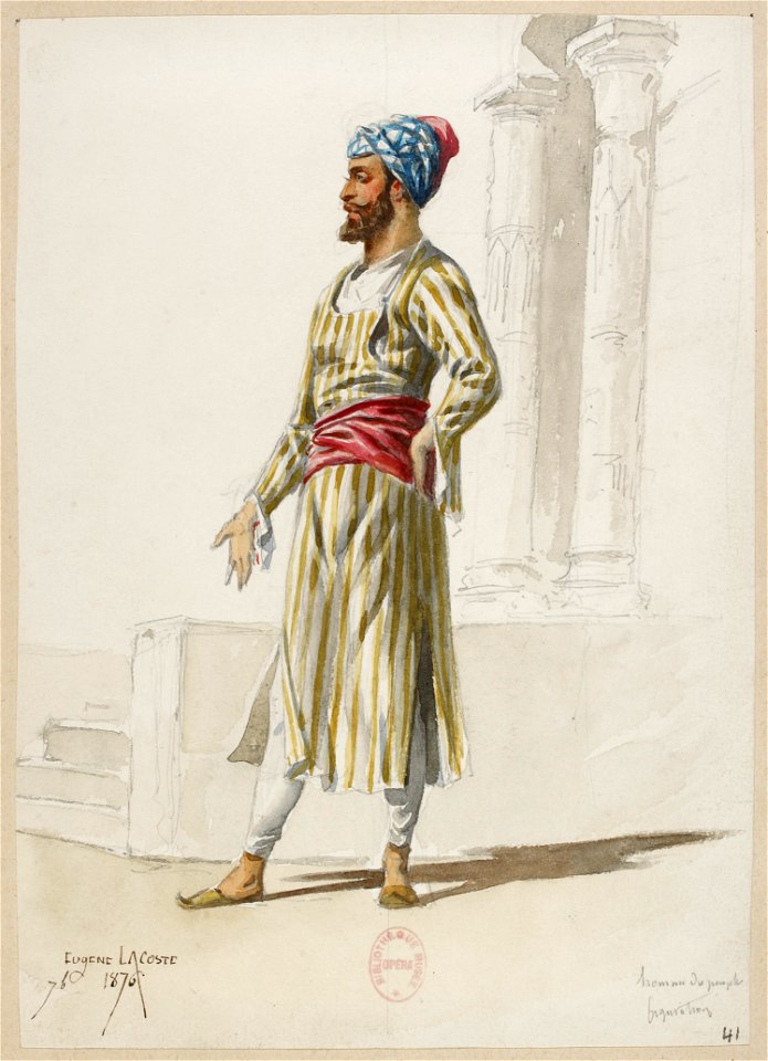 Jules Massenet - Le roi de Lahore - costume design by Eugène Lacoste 41 - 41. Homme du peuple, figuration