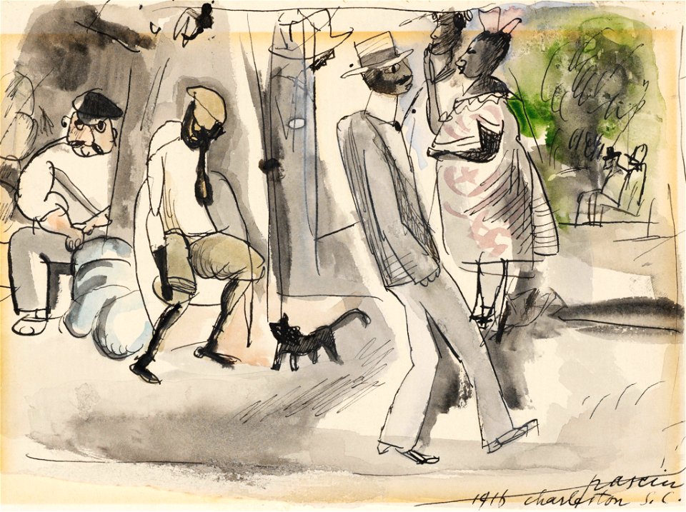 Jules Pascin - Figures and Cat in Park - BF629 - Barnes Foundation