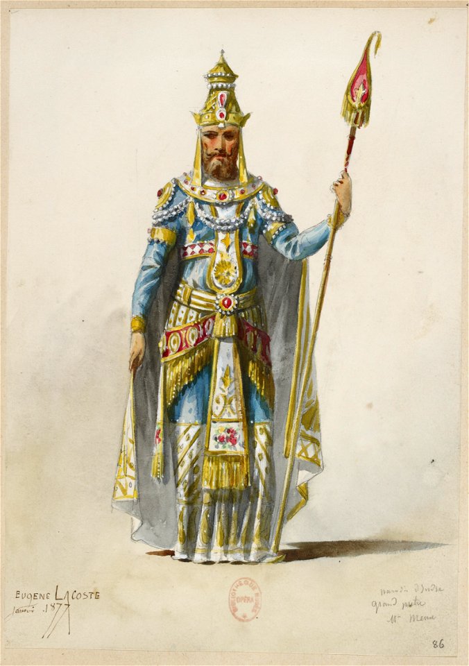 Jules Massenet - Le roi de Lahore - costume design by Eugène Lacoste 92 - 86. Paradis d'Indra, grand prêtre, M. Mesme