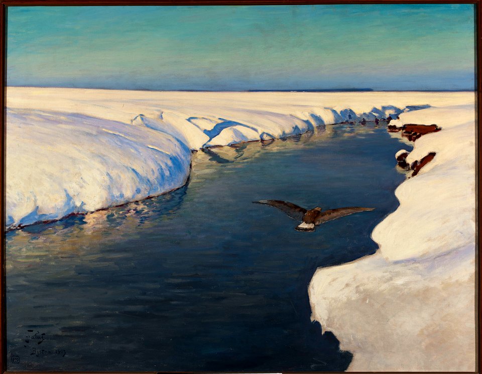 Julian Fałat - Winter landscape with a river and a bird - MP 792 - National Museum in Warsaw