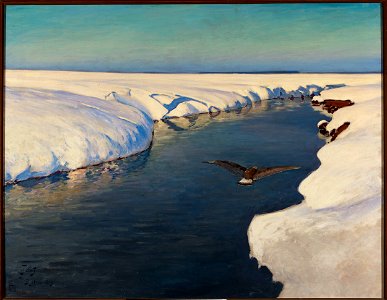 Julian Fałat - Winter landscape with a river and a bird - MP 792 - National Museum in Warsaw