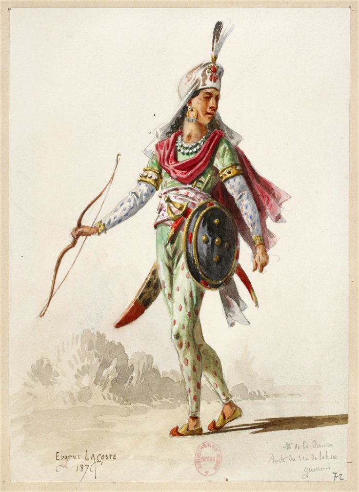 Jules Massenet - Le roi de Lahore - costume design by Eugène Lacoste 78 - 72. M. de la danse, suite du roi de Lahore, guerrier