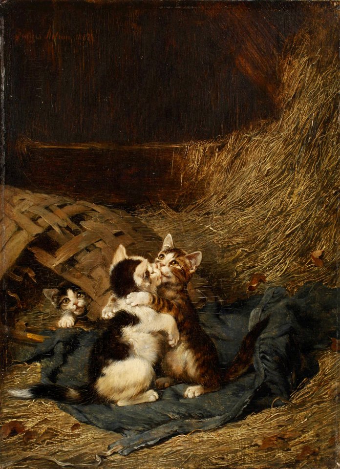 Julius Adam Drei Katzen im Stroh 1887