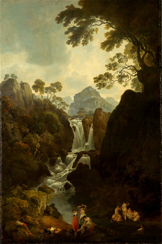 Julius Caesar Ibbetson - A Waterfall with Bathers - Google Art Project