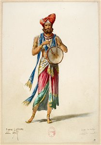 Jules Massenet - Le roi de Lahore - costume design by Eugène Lacoste 14 - 14. Cortège, musicien figuration