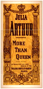 Julia Arthur presents More than queen by Émile Bergerat - as produced all last season at the Theatre Porte St-Martin, Paris. LCCN2014637259. Free illustration for personal and commercial use.