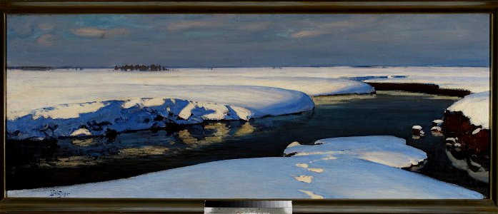 Julian Fałat - Winter landscape with a river - MP 427 - National Museum in Warsaw