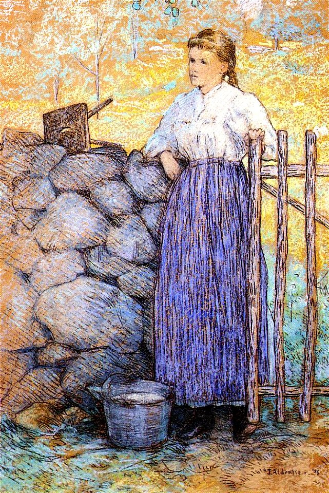 Julien Alden Weir Girl Standing by a Gate
