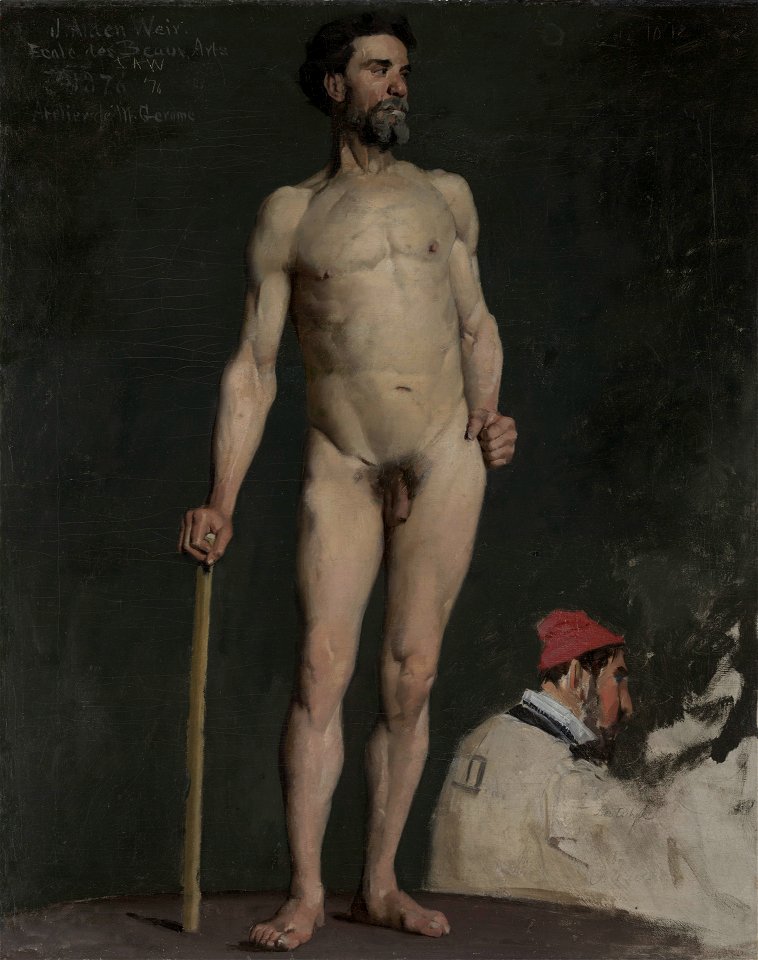 Julian Alden Weir - Study of a Male Nude Leaning on a Staff - 1914.13 - Yale University Art Gallery