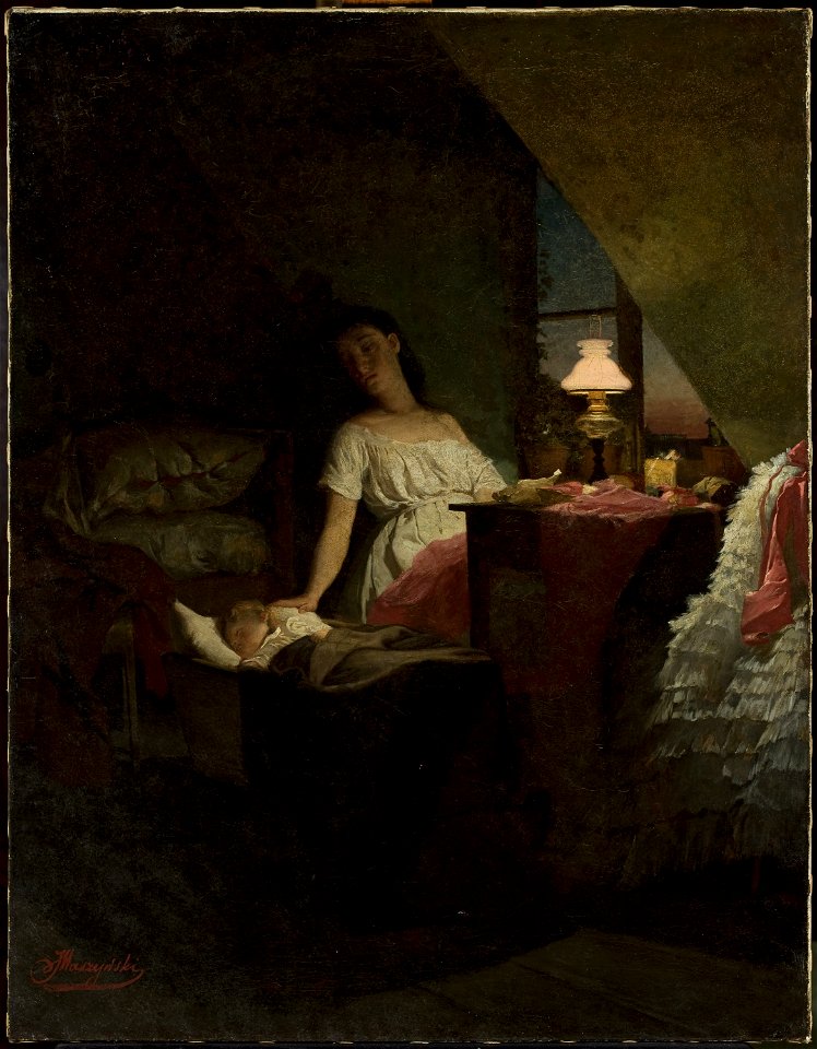 Julian Maszyński - Genre scene – Premonition of the night - MP 2080 MNW - National Museum in Warsaw