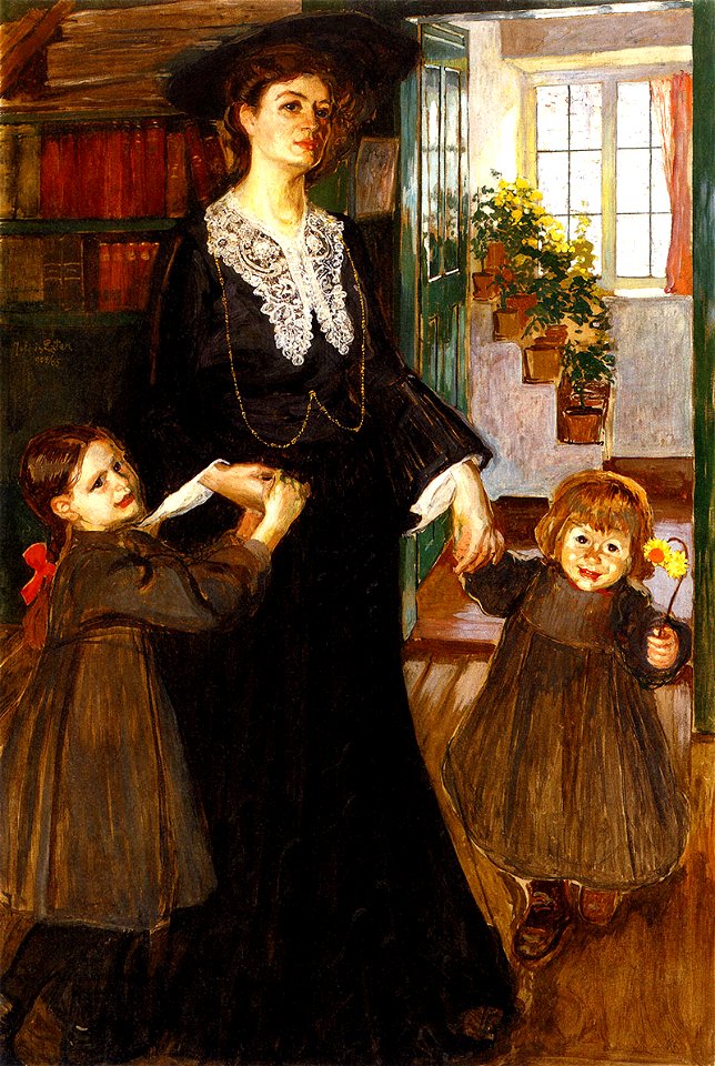 Julius Exter - Meine Frau mit beiden Kindern, c. 1904