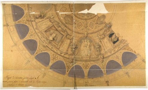 Jules-Edmond-Charles Lachaise, Design for the decoration of the ceiling in the Opéra Comique, Paris, ca. 1845