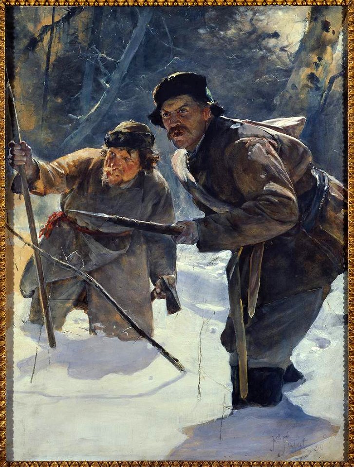 Julian Fałat - Spearmen, verso, on canvas, sketch of a standing male figure - 210491 MNW - National Museum in Warsaw
