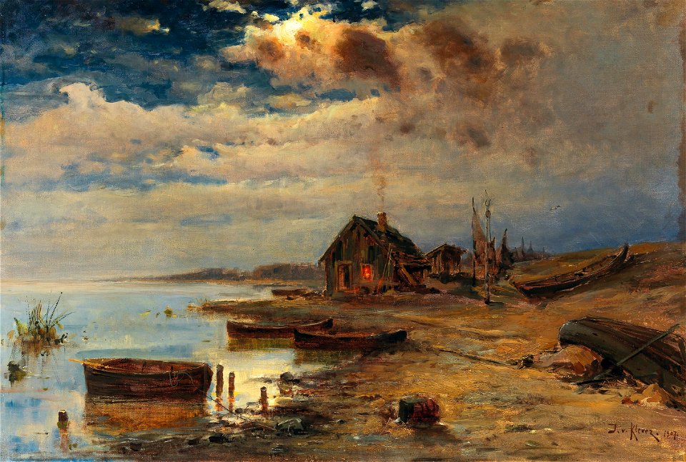 Julius von Klever - Scene at dusk on the Baltic coast
