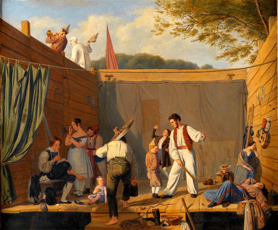 Julius Friedlænder - A Group of Tightrope Walkers just before a Performance - KMS428 - Statens Museum for Kunst
