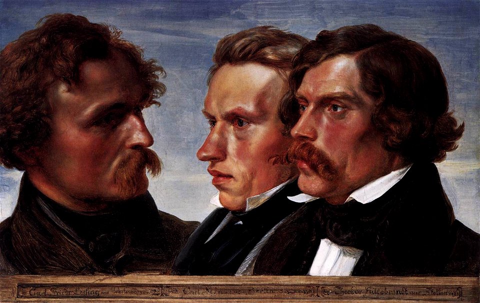 Julius Hübner - Carl Friedrich Lessing, Carl Sohn, and Theodor Hildebrandt - WGA11830