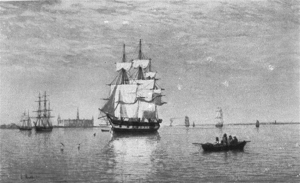 Julius Huth - Dänisches Vollschiff auf der Reede vor Helsingör