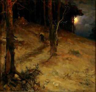 Julius von Klever - A moonlit night in the forest. Free illustration for personal and commercial use.