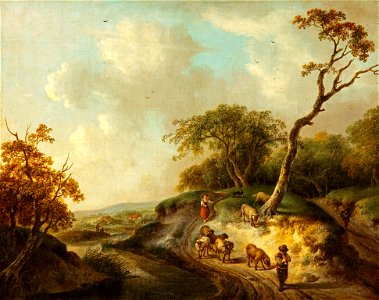 Julius Ibbetson - A Rustic Scene with Sheep and Shepherds - 1962-25 - Auckland Art Gallery