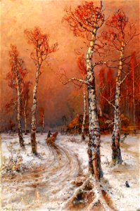 Julius von Klever Winterstimmung mit Saatkrähen