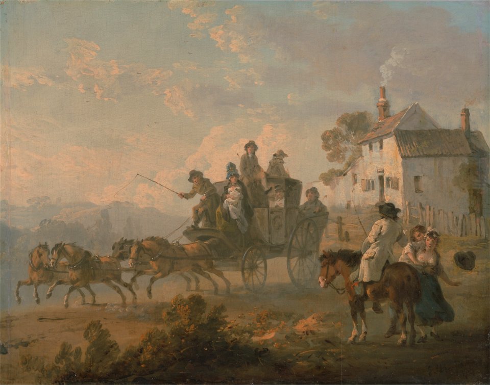 Julius Caesar Ibbetson - A Stage Coach on a Country Road - Google Art Project