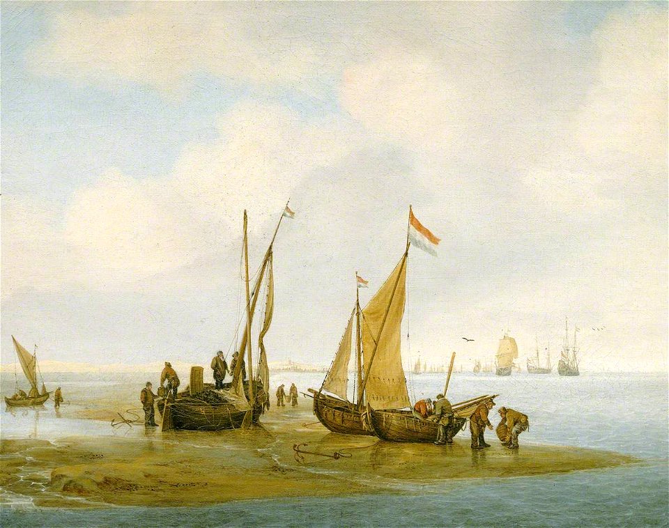 Julius Porcellis (1610-1645) - Mussel Fishing - BHC0718 - Royal Museums Greenwich