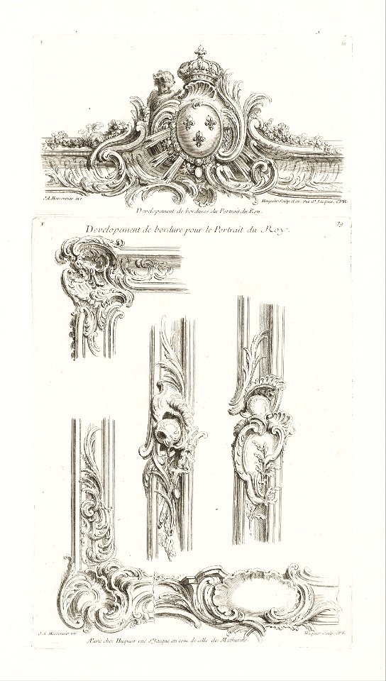 Juste-Aurèle Meissonnier - Design of Cartouche with the Arms of the King Centered in a Border - Google Art Project