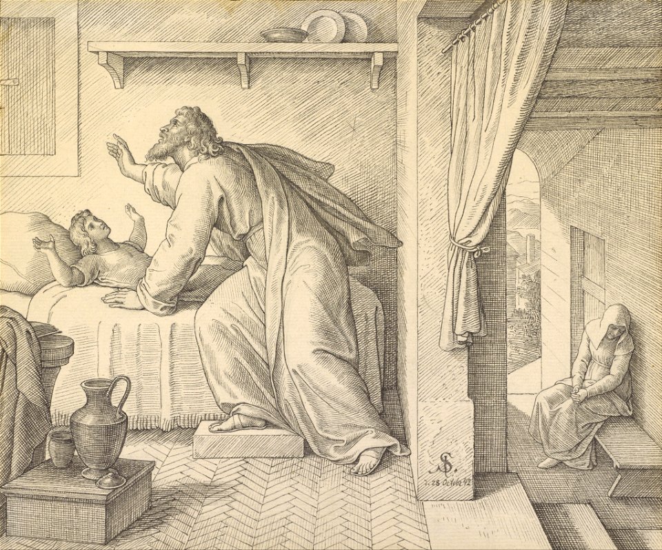 Julius Schnorr von Carolsfeld (German - Elijah Revives the Son of the Widow of Zarephath - Google Art Project