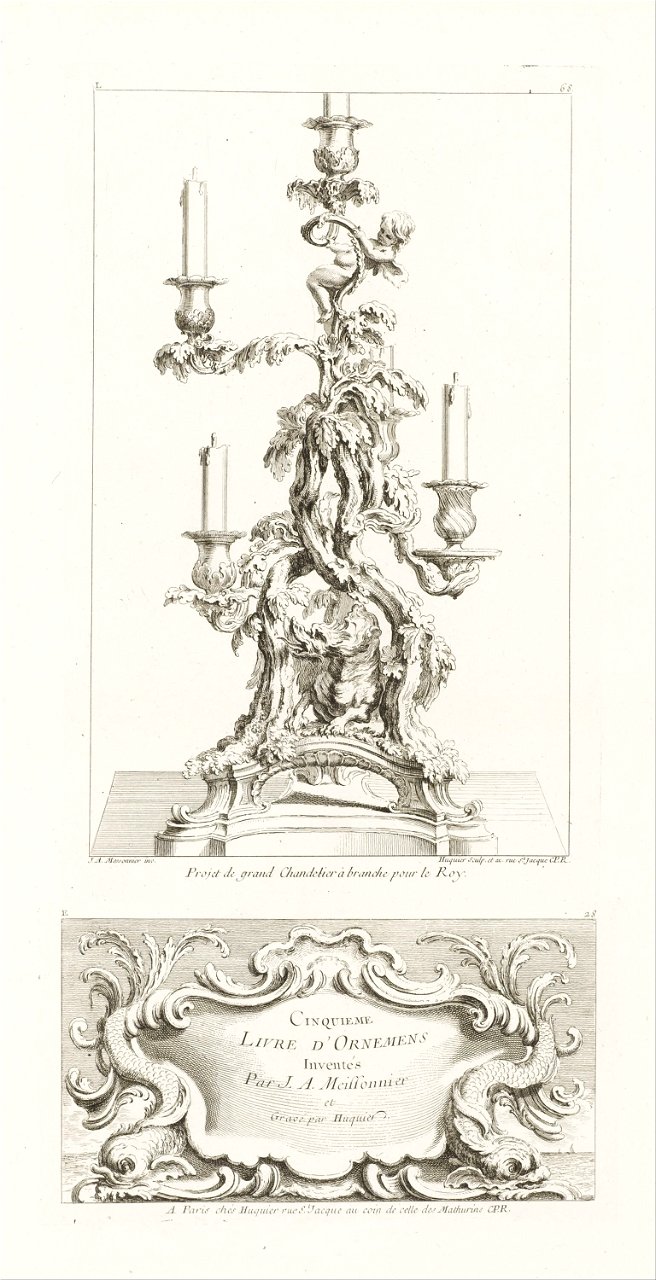 Juste-Aurèle Meissonnier - Projet de grand Chandelier à branche pour le Roy., Chandelier à cinq branches avec un dragon, 2nd Pl... - Google Art Project