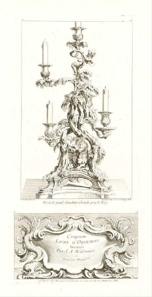 Juste-Aurèle Meissonnier - Projet de grand Chandelier à branche pour le Roy., Chandelier à cinq branches avec un dragon, 2nd Pl... - Google Art Project