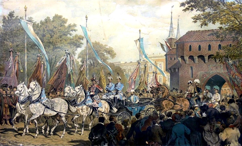 Juliusz Kossak - Wjazd cesarza Franciszka Józefa do Krakowa