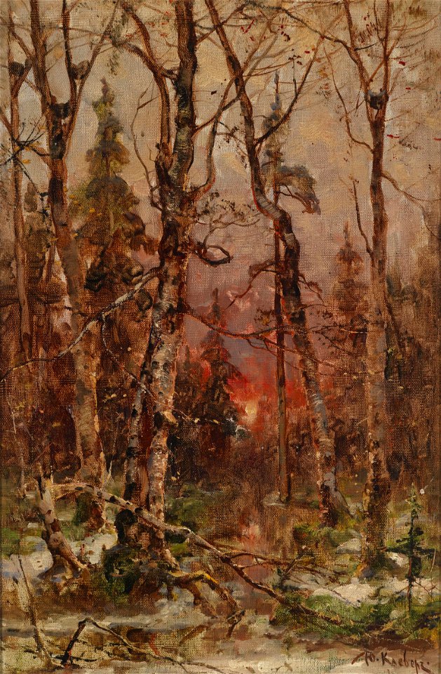 Julius Sergius Klever Winterlandschaft bei untergehender Sonne