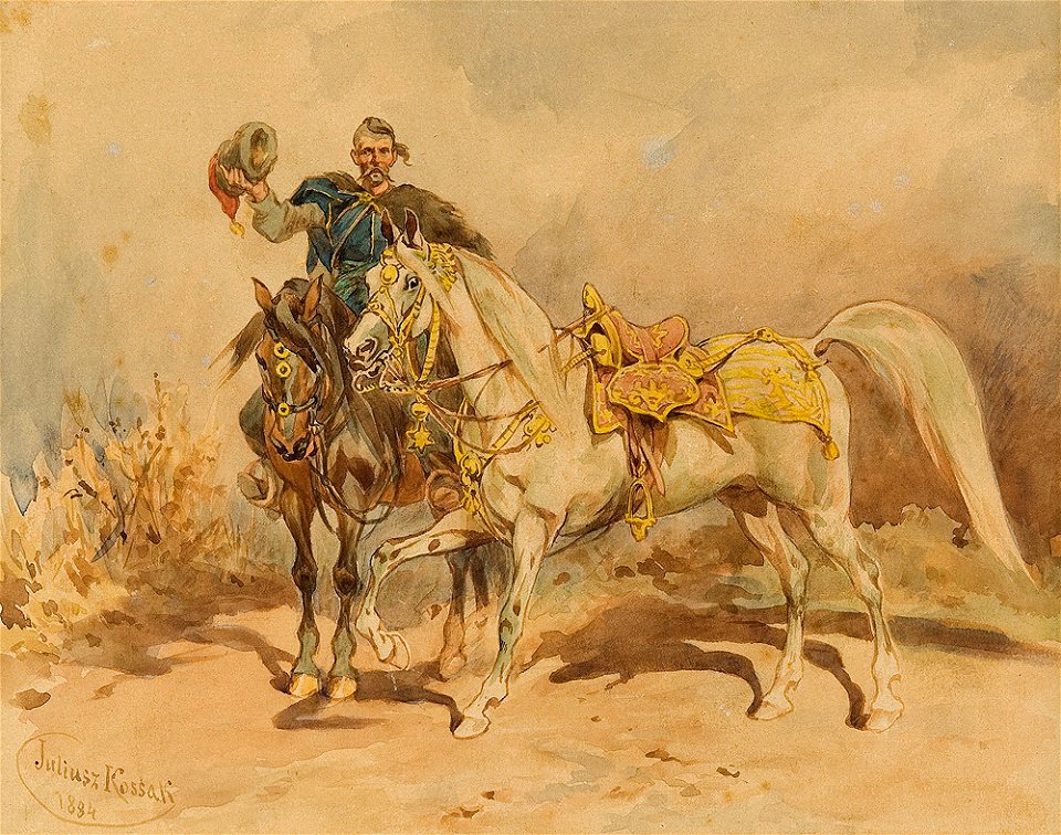 Juliusz Kossak. Cossack with a Horse 1884