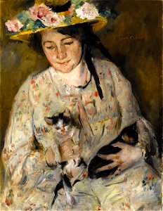 Junge Frau mit Katzen