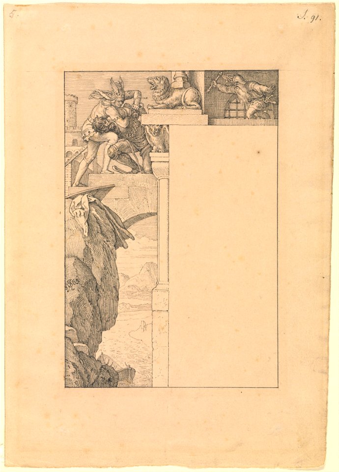 Julius Schnorr von Carolsfeld (German - Siegfried Battles with the Gatekeeper - Google Art Project