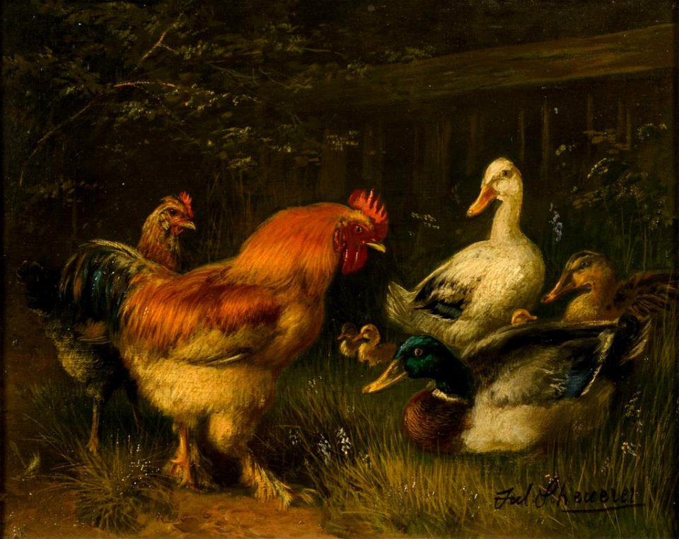 Julius Scheuerer Enten und Hühner