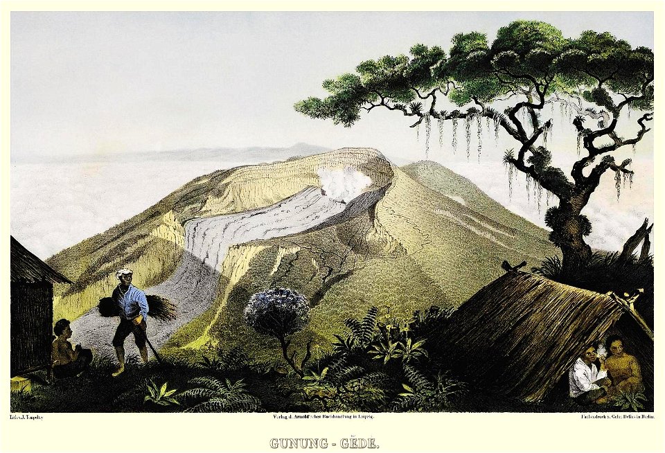 Junghuhn Gunung Gede vom Pangrango gesehen