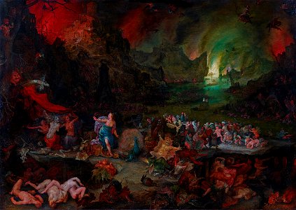 Juno in the underworld, by Jan Brueghel the Elder. Free illustration for personal and commercial use.