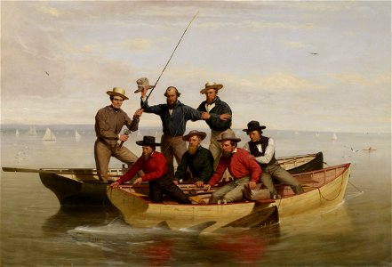 Junius Brutus Stearns - A fishing party off Long Island. Free illustration for personal and commercial use.