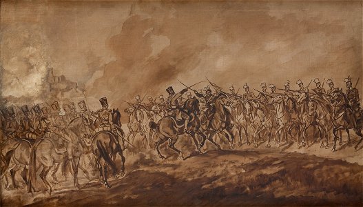 Juliusz Kossak - Skirmish at Iłża – Sketch - MNK II-a-835 - National Museum Kraków