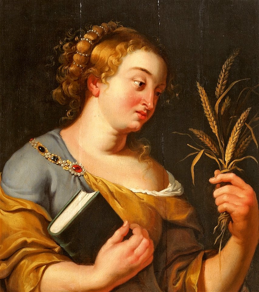 Junge Frau mit Kornähren und Buch