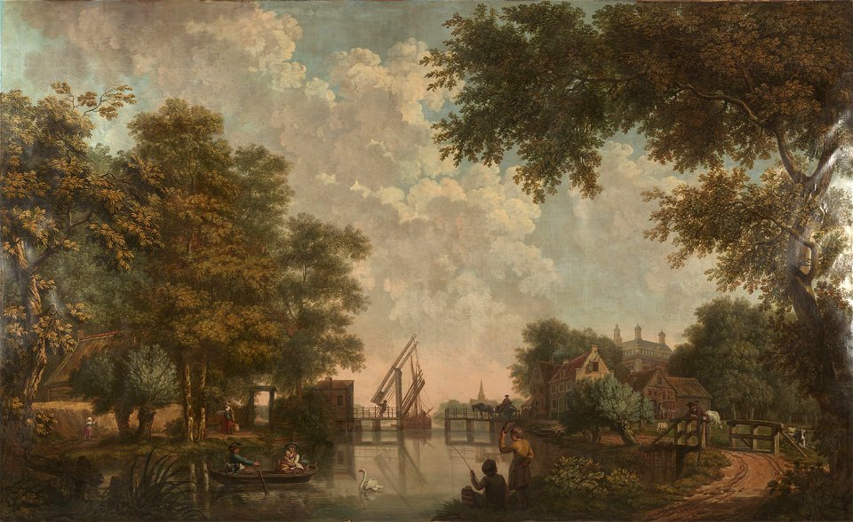Jurriaan Andriessen - Behangsel met Hollands landschap, behorend bij de zaal van de Nieuwe Doelenstraat 22 - KA 2914.5 - Amsterdam Museum