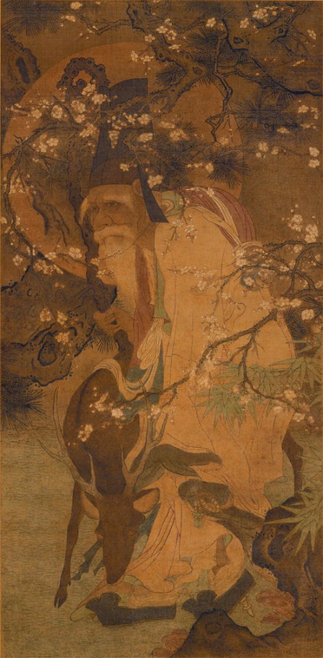 Jurojin beneath a plum tree by Sesshu (Tokyo National Museum)