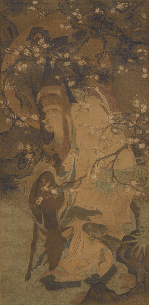 Jurojin beneath a plum tree by Sesshu (Tokyo National Museum)