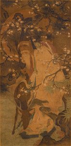 Jurojin beneath a plum tree by Sesshu (Tokyo National Museum)