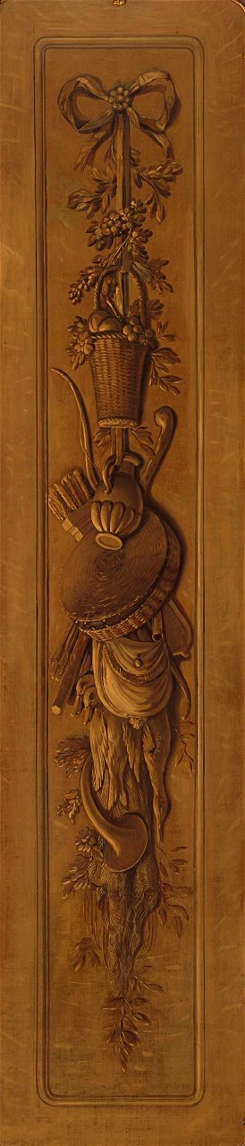 Jurriaan Andriessen - Schildering in grisaille met een aan een strik opgehangen trofee - SK-A-4855-B - Rijksmuseum