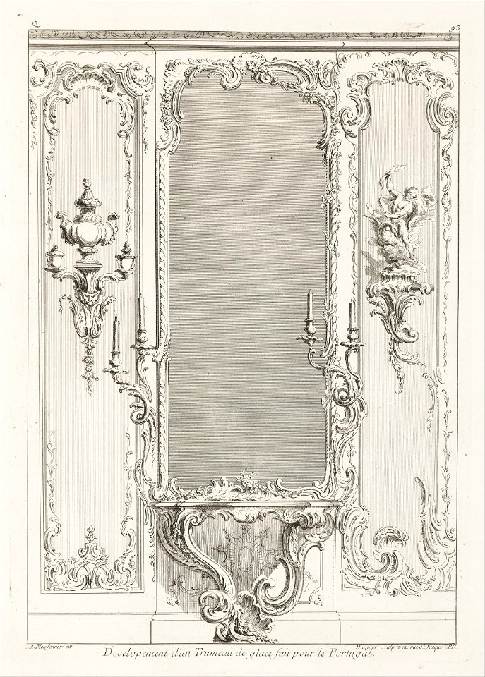 Juste-Aurèle Meissonnier - Developement d'un Trumeau de glace fait pour le Portugal; Projet de trumeau avec variante pour le Po... - Google Art Project